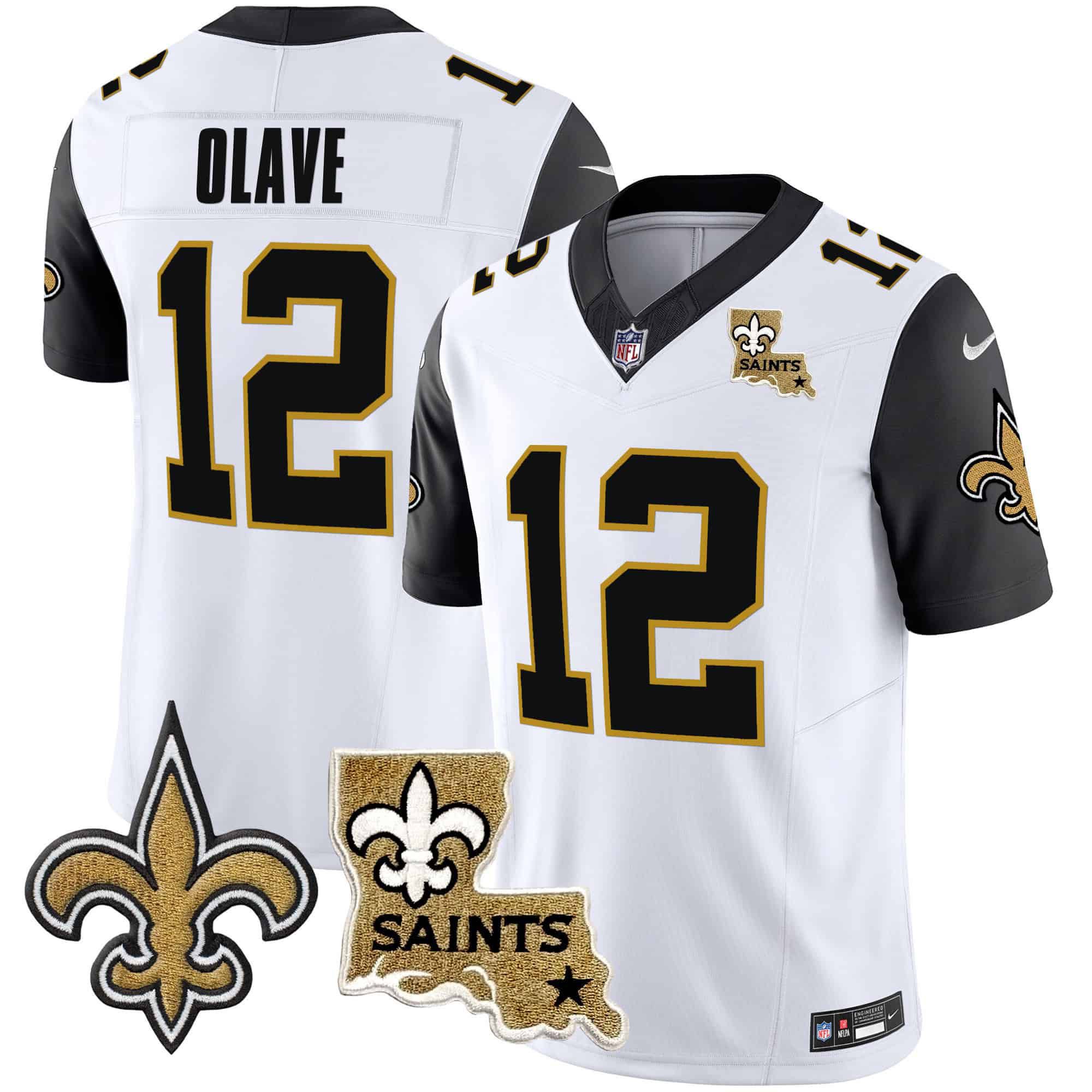 Men New Orleans Saints #12 Olave White 2024 Nike Vapor Limited NFL Jersey style 2